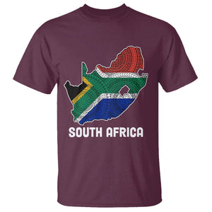 South Africa Pride T Shirt South African Flag Map TS02 Maroon Printyourwear