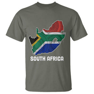 South Africa Pride T Shirt South African Flag Map TS02 Military Green Printyourwear