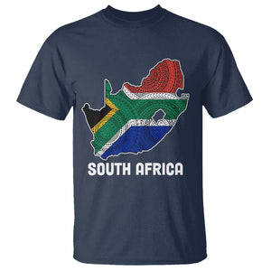 South Africa Pride T Shirt South African Flag Map TS02 Navy Printyourwear
