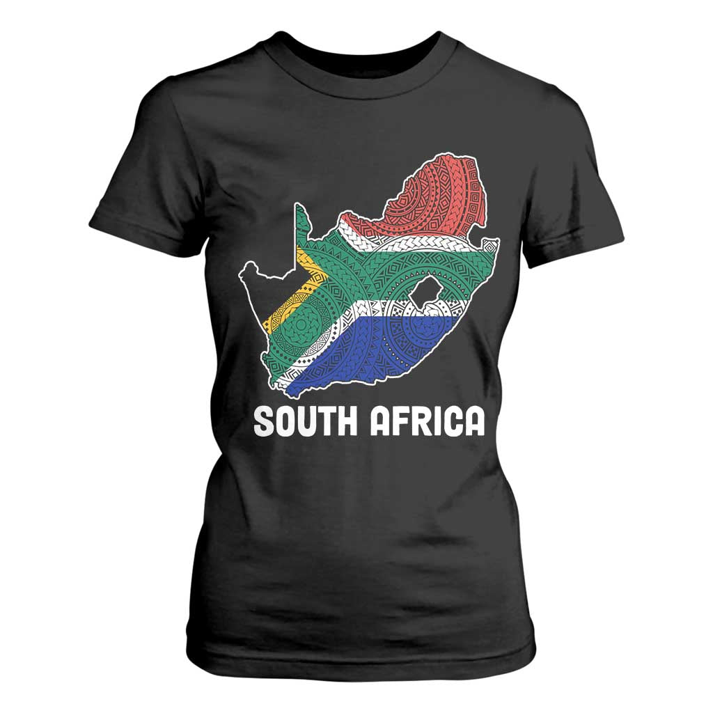 South Africa Pride T Shirt For Women South African Flag Map TS02 Black Print Your Wear