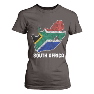 South Africa Pride T Shirt For Women South African Flag Map TS02 Dark Chocolate Print Your Wear