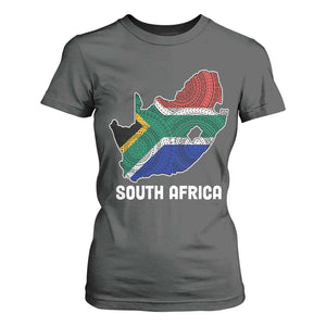 South Africa Pride T Shirt For Women South African Flag Map TS02 Dark Heather Print Your Wear