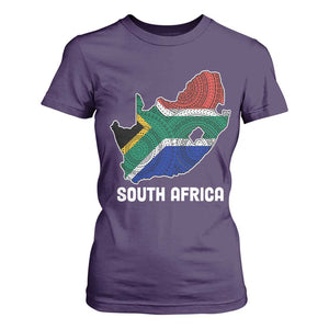 South Africa Pride T Shirt For Women South African Flag Map TS02 Purple Print Your Wear