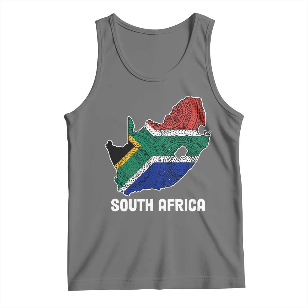 South Africa Pride Tank Top South African Flag Map TS02 Black Heather Print Your Wear