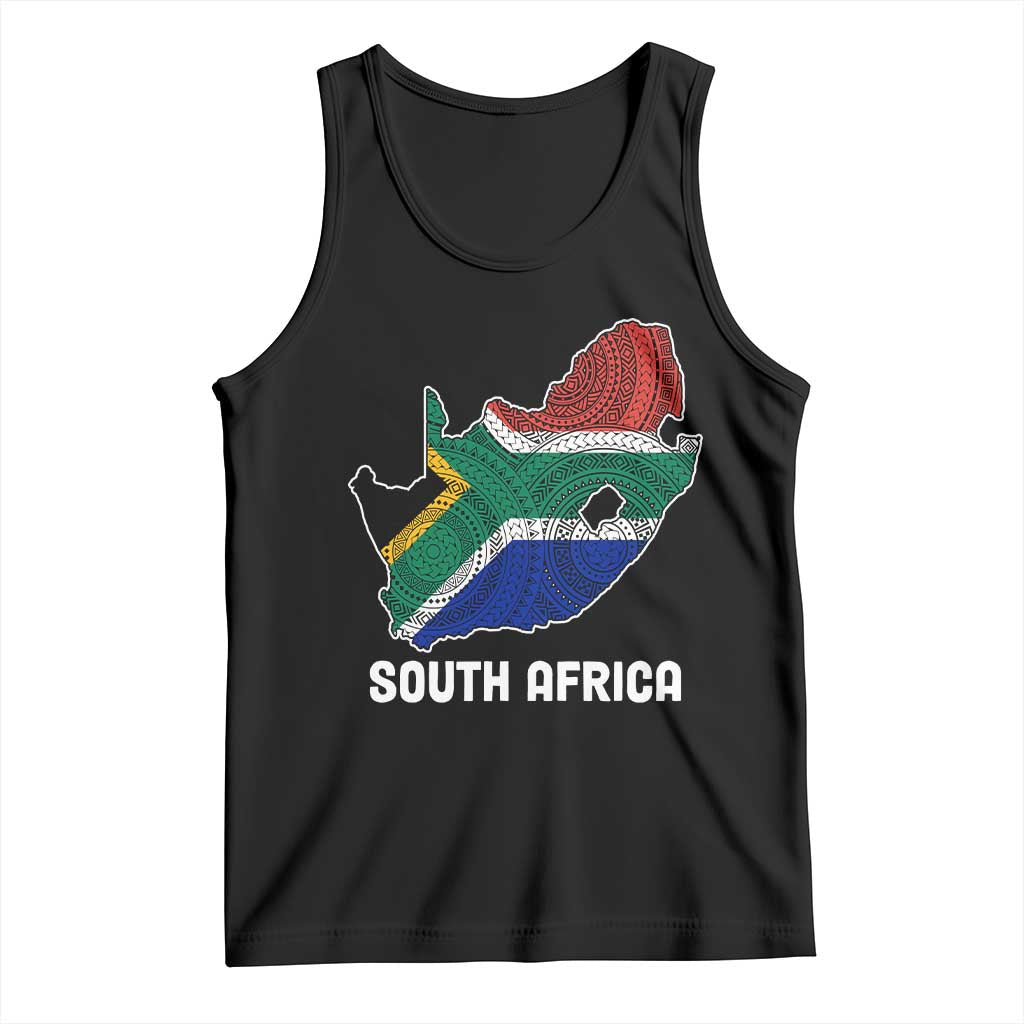 South Africa Pride Tank Top South African Flag Map TS02 Black Print Your Wear