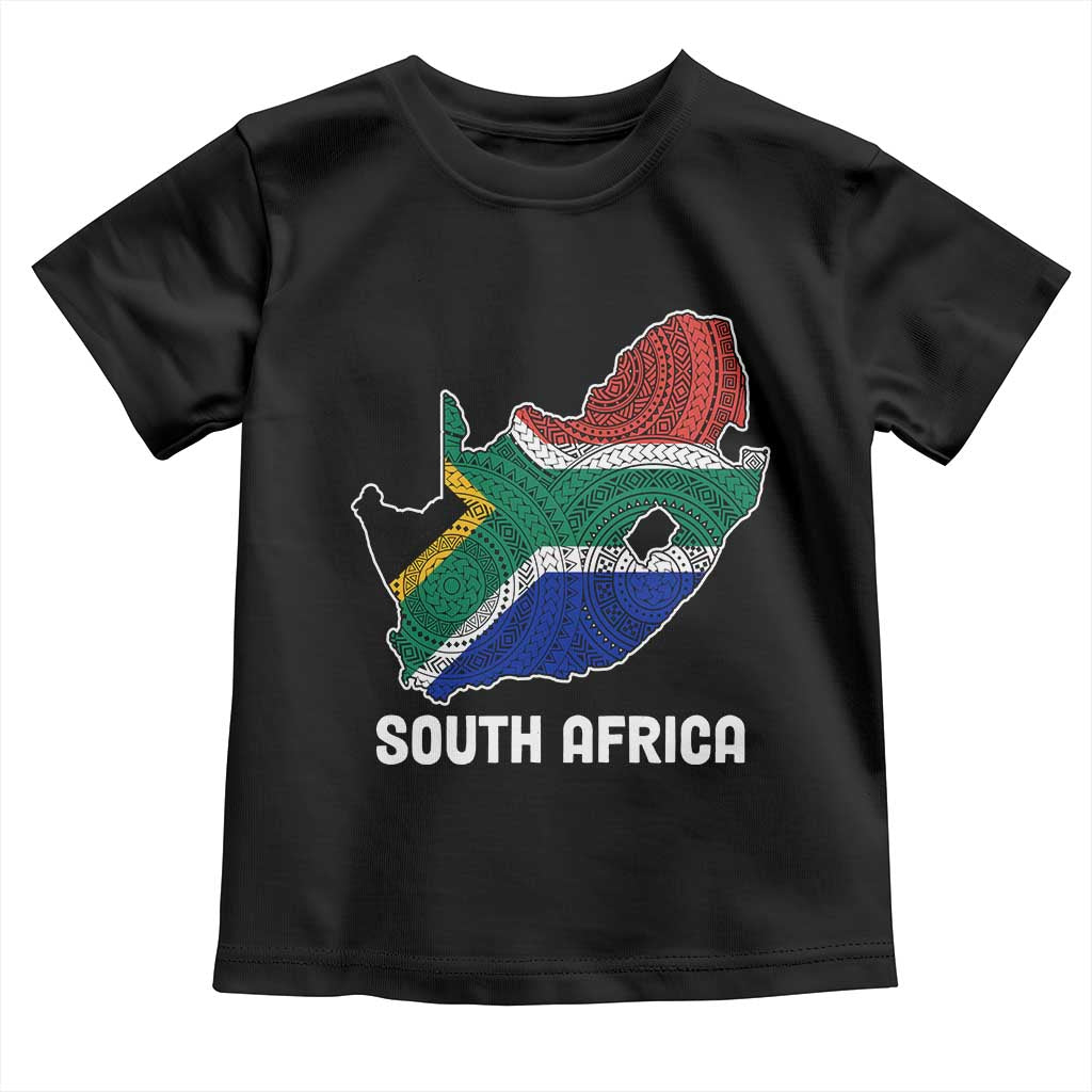 South Africa Pride Toddler T Shirt South African Flag Map TS02 Black Print Your Wear