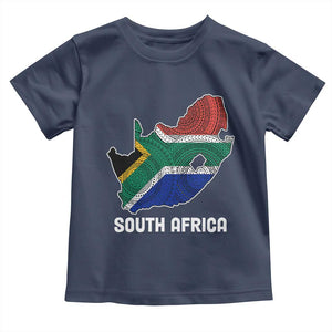 South Africa Pride Toddler T Shirt South African Flag Map TS02 Navy Print Your Wear