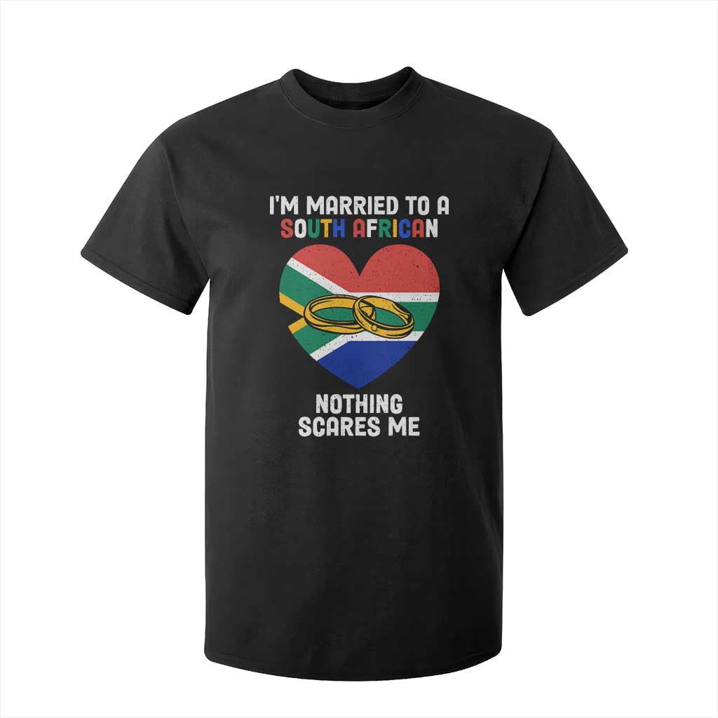 Funny South Africa T Shirt For Kid I'm Married To A South African Nothing Scares Me TS02 Black Print Your Wear