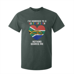 Funny South Africa T Shirt For Kid I'm Married To A South African Nothing Scares Me TS02 Dark Forest Green Print Your Wear