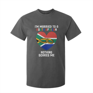 Funny South Africa T Shirt For Kid I'm Married To A South African Nothing Scares Me TS02 Dark Heather Print Your Wear