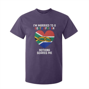 Funny South Africa T Shirt For Kid I'm Married To A South African Nothing Scares Me TS02 Purple Print Your Wear
