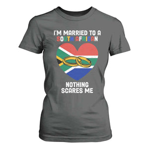 Funny South Africa T Shirt For Women I'm Married To A South African Nothing Scares Me TS02 Dark Heather Print Your Wear