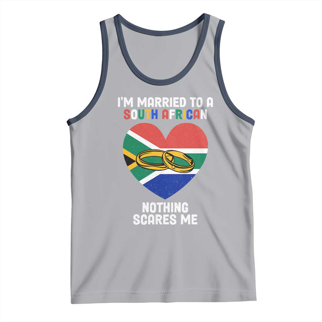 Funny South Africa Tank Top I'm Married To A South African Nothing Scares Me TS02 Athletic Heather Navy Print Your Wear