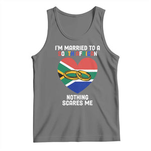 Funny South Africa Tank Top I'm Married To A South African Nothing Scares Me TS02 Black Heather Print Your Wear