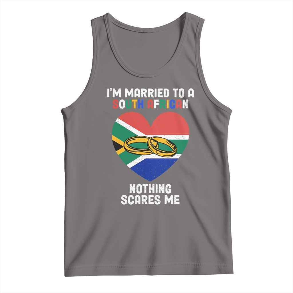 Funny South Africa Tank Top I'm Married To A South African Nothing Scares Me TS02 Deep Heather Print Your Wear