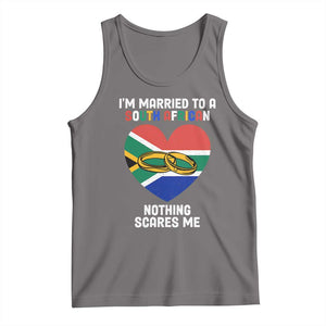 Funny South Africa Tank Top I'm Married To A South African Nothing Scares Me TS02 Deep Heather Print Your Wear