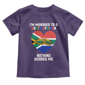 Funny South Africa Toddler T Shirt I'm Married To A South African Nothing Scares Me TS02 Purple Print Your Wear