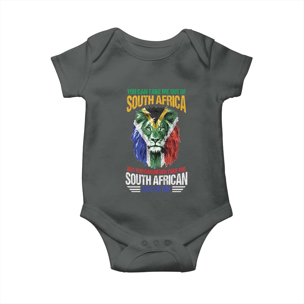 South Africa Pride Baby Onesie You Can Never Take The South African Out Of Me TS02 Dark Heather Print Your Wear