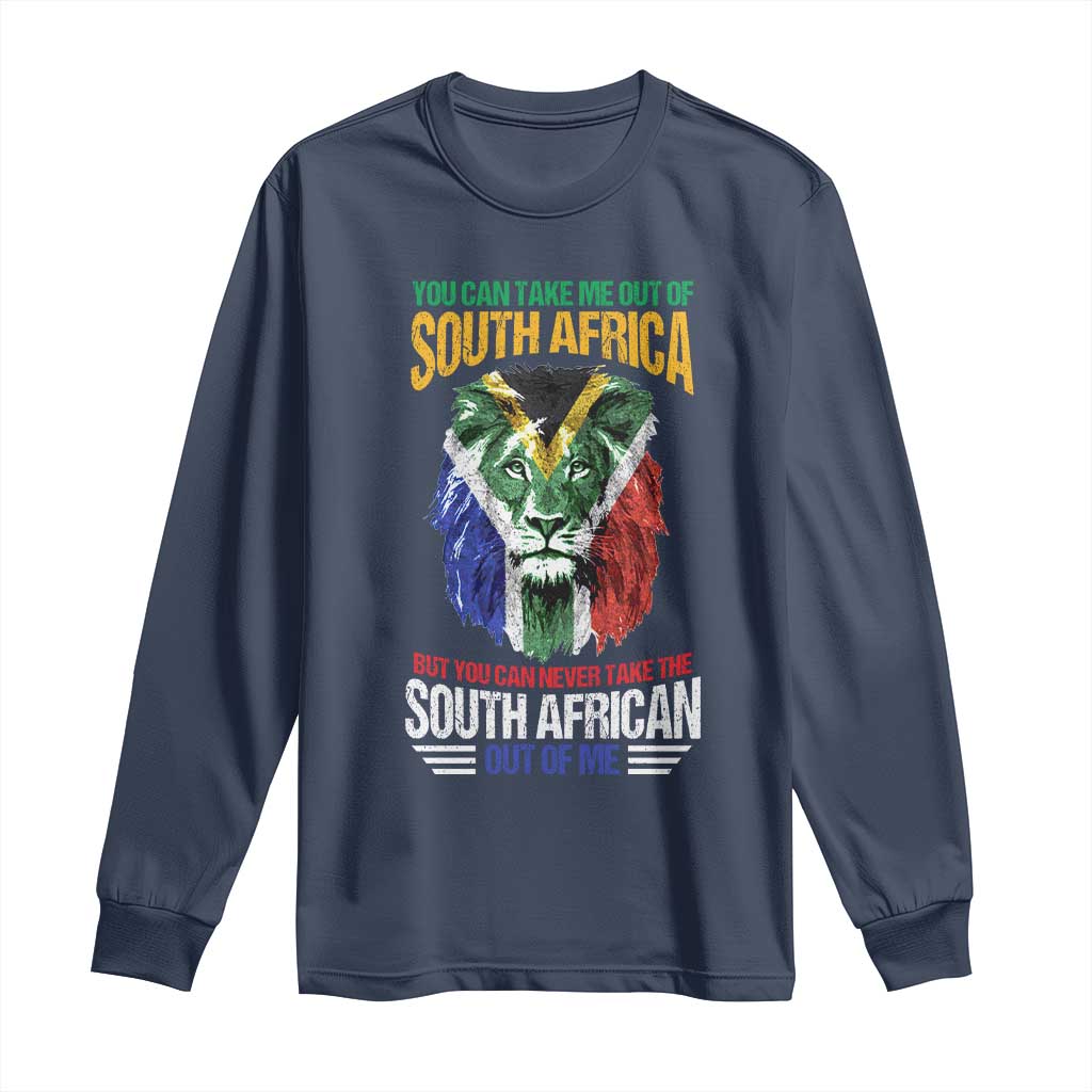 South Africa Pride Long Sleeve Shirt You Can Never Take The South African Out Of Me TS02 Navy Print Your Wear