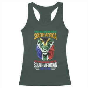 South Africa Pride Racerback Tank Top You Can Never Take The South African Out Of Me TS02 Dark Forest Green Print Your Wear