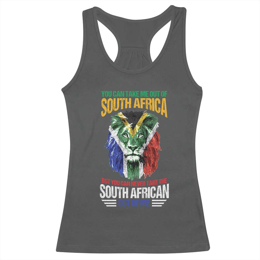 South Africa Pride Racerback Tank Top You Can Never Take The South African Out Of Me TS02 Dark Heather Print Your Wear