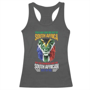 South Africa Pride Racerback Tank Top You Can Never Take The South African Out Of Me TS02 Dark Heather Print Your Wear