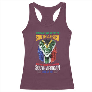 South Africa Pride Racerback Tank Top You Can Never Take The South African Out Of Me TS02 Maroon Print Your Wear