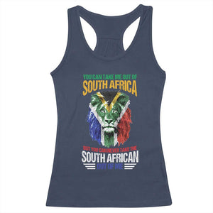 South Africa Pride Racerback Tank Top You Can Never Take The South African Out Of Me TS02 Navy Print Your Wear