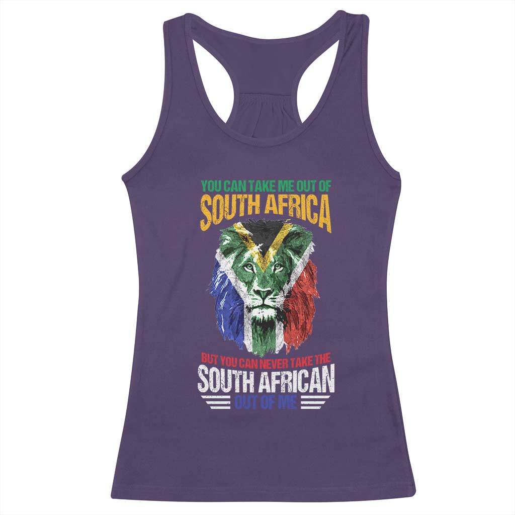 South Africa Pride Racerback Tank Top You Can Never Take The South African Out Of Me TS02 Purple Print Your Wear