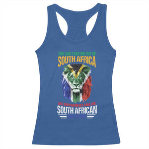 South Africa Pride Racerback Tank Top You Can Never Take The South African Out Of Me TS02 Royal Blue Print Your Wear