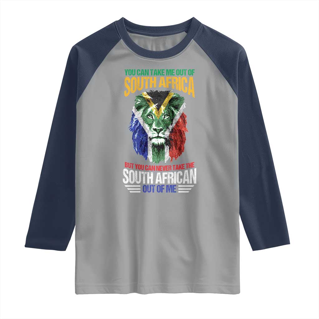 South Africa Pride Raglan Shirt You Can Never Take The South African Out Of Me TS02 Sport Gray Navy Print Your Wear