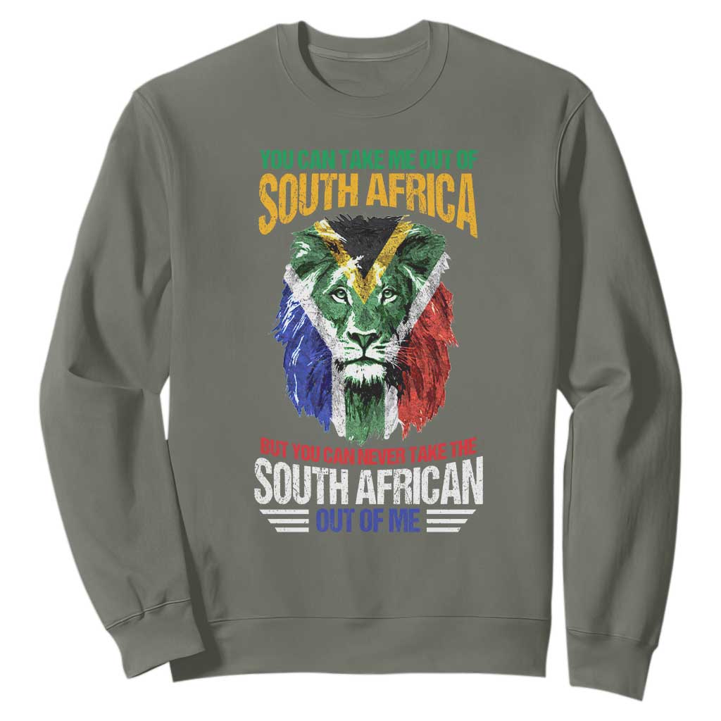 South Africa Pride Sweatshirt You Can Never Take The South African Out Of Me TS02 Military Green Printyourwear