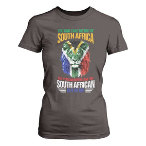 South Africa Pride T Shirt For Women You Can Never Take The South African Out Of Me TS02 Dark Chocolate Print Your Wear