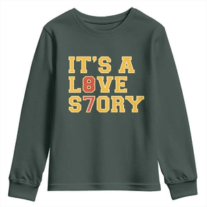 Its a Love Story 87 Youth Sweatshirt Inspired Football Romance TS02 Dark Forest Green Print Your Wear