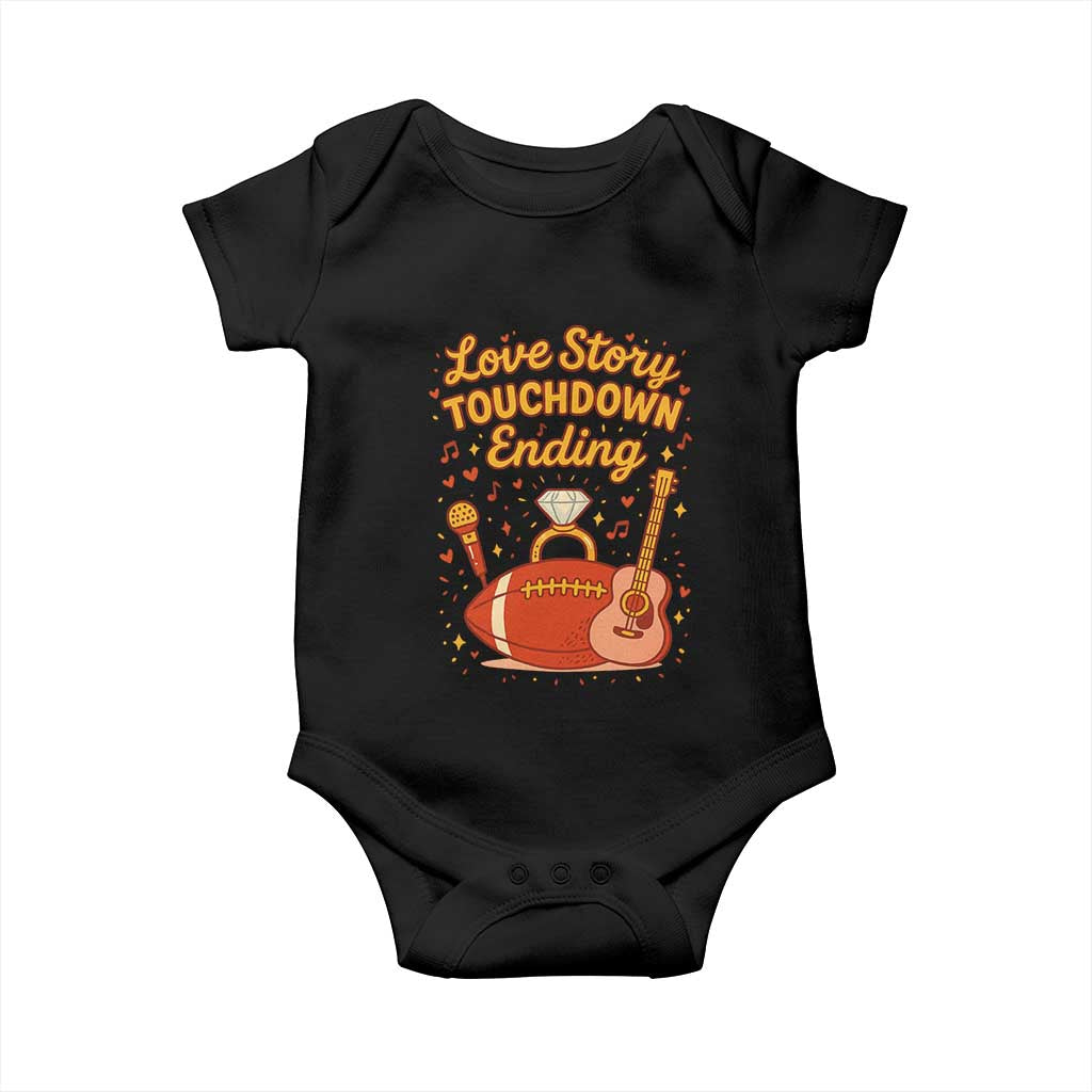 Love Story Touchdown Ending Baby Onesie Football And Music Engagement TS02 Black Print Your Wear