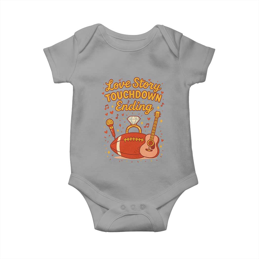 Love Story Touchdown Ending Baby Onesie Football And Music Engagement TS02 Sport Gray Print Your Wear