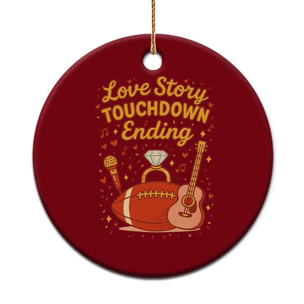 Love Story Touchdown Ending Ceramic Ornament Football And Music Engagement TS02 1pc Red Print Your Wear