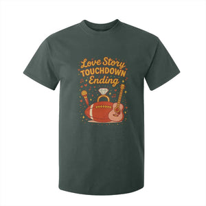 Love Story Touchdown Ending T Shirt For Kid Football And Music Engagement TS02 Dark Forest Green Print Your Wear
