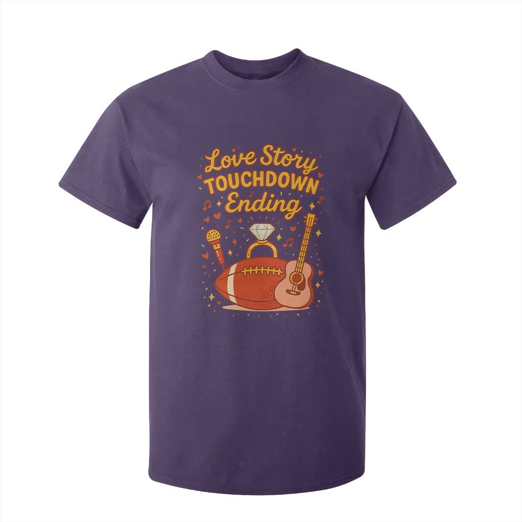 Love Story Touchdown Ending T Shirt For Kid Football And Music Engagement TS02 Purple Print Your Wear