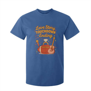 Love Story Touchdown Ending T Shirt For Kid Football And Music Engagement TS02 Royal Blue Print Your Wear