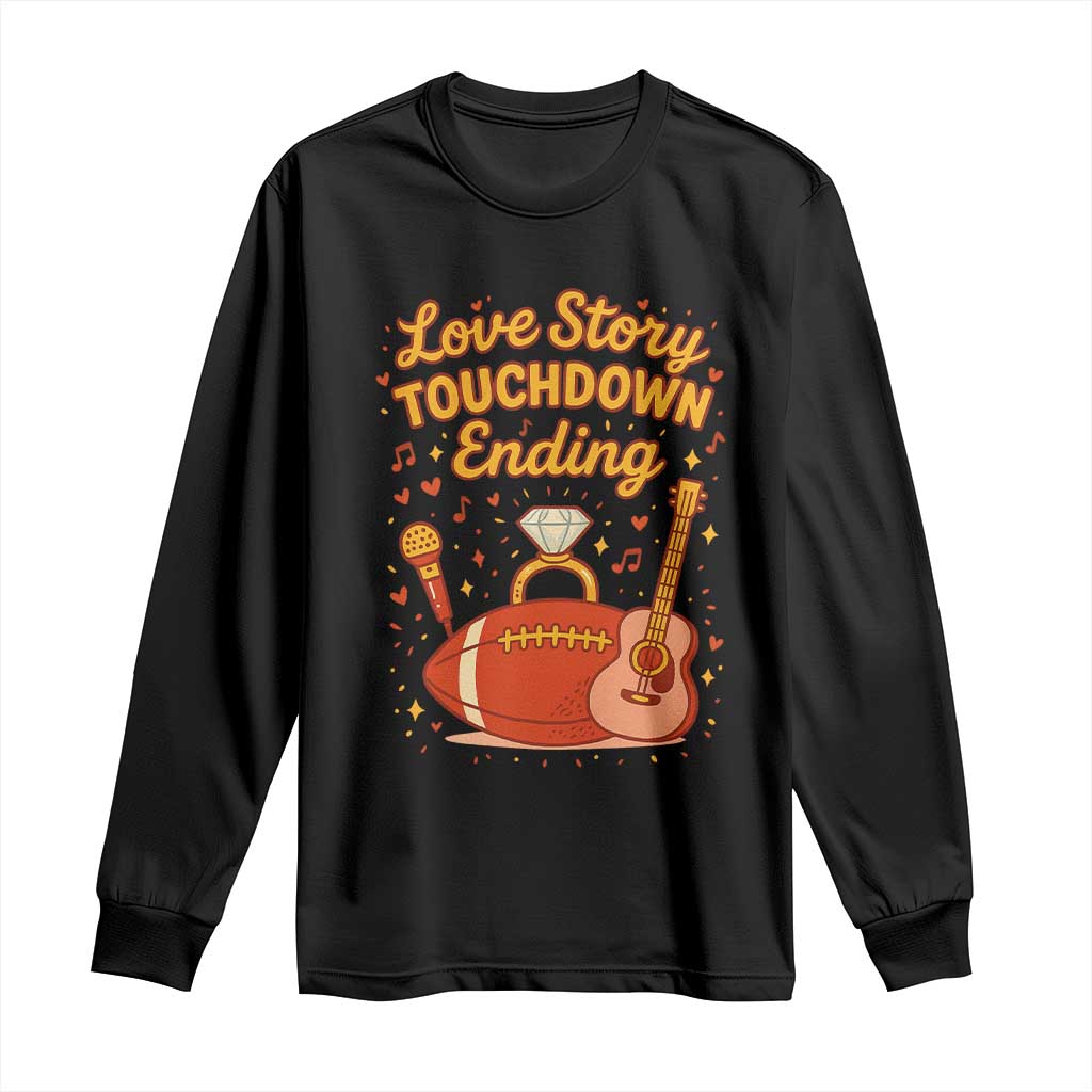Love Story Touchdown Ending Long Sleeve Shirt Football And Music Engagement TS02 Black Print Your Wear