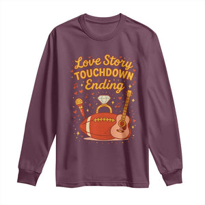 Love Story Touchdown Ending Long Sleeve Shirt Football And Music Engagement TS02 Maroon Print Your Wear