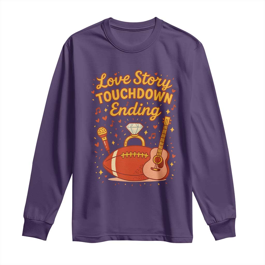 Love Story Touchdown Ending Long Sleeve Shirt Football And Music Engagement TS02 Purple Print Your Wear