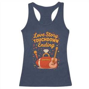 Love Story Touchdown Ending Racerback Tank Top Football And Music Engagement TS02 Navy Print Your Wear