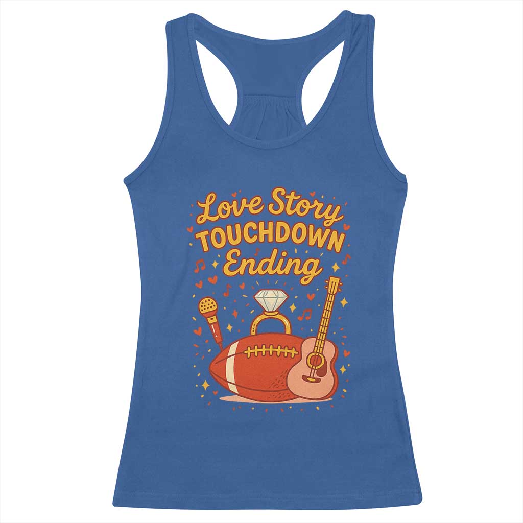 Love Story Touchdown Ending Racerback Tank Top Football And Music Engagement TS02 Royal Blue Print Your Wear