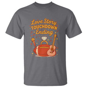 Love Story Touchdown Ending T Shirt Football And Music Engagement TS02 Charcoal Print Your Wear