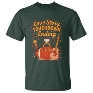 Love Story Touchdown Ending T Shirt Football And Music Engagement TS02 Dark Forest Green Print Your Wear