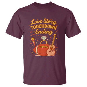 Love Story Touchdown Ending T Shirt Football And Music Engagement TS02 Maroon Print Your Wear