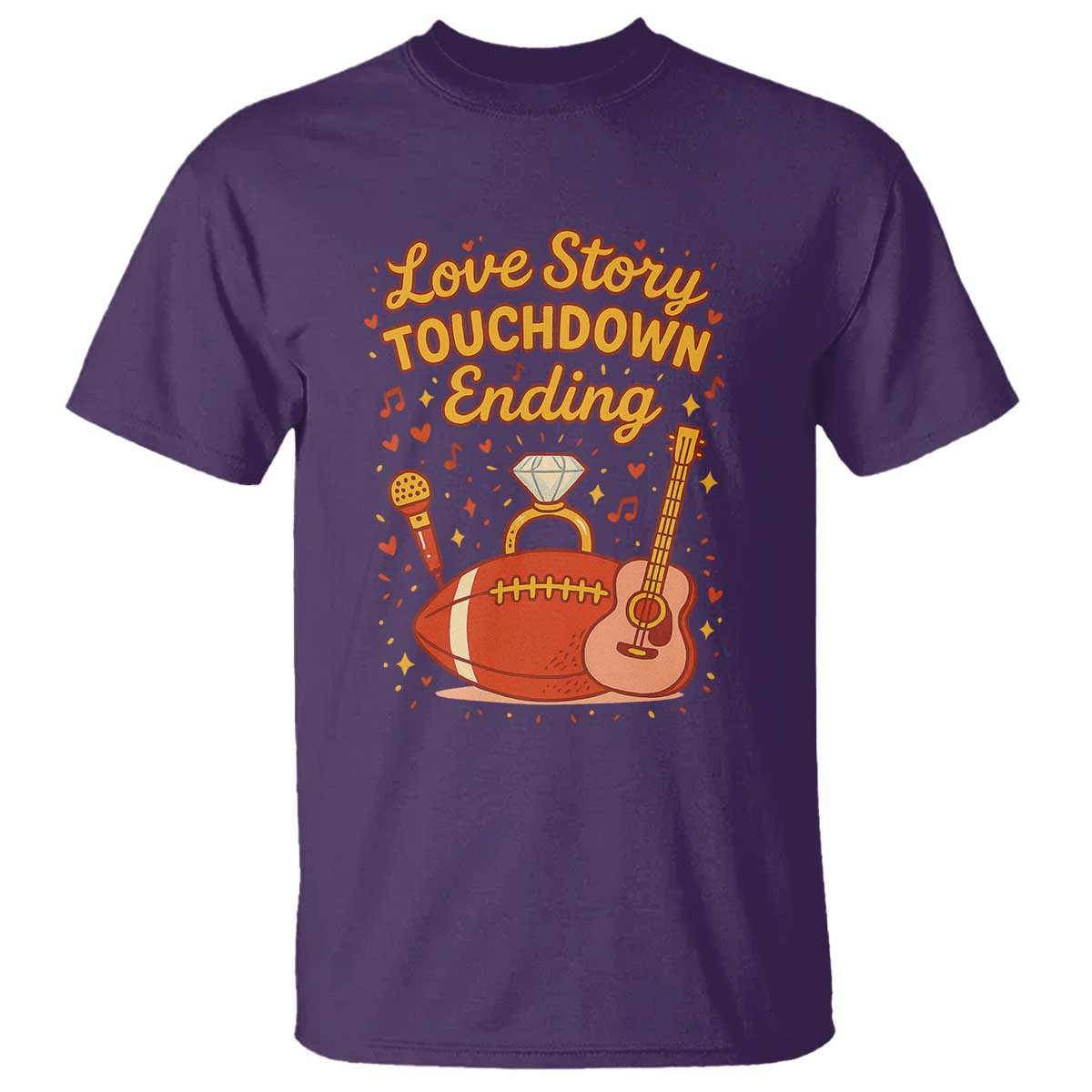 Love Story Touchdown Ending T Shirt Football And Music Engagement TS02 Purple Print Your Wear