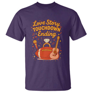 Love Story Touchdown Ending T Shirt Football And Music Engagement TS02 Purple Print Your Wear